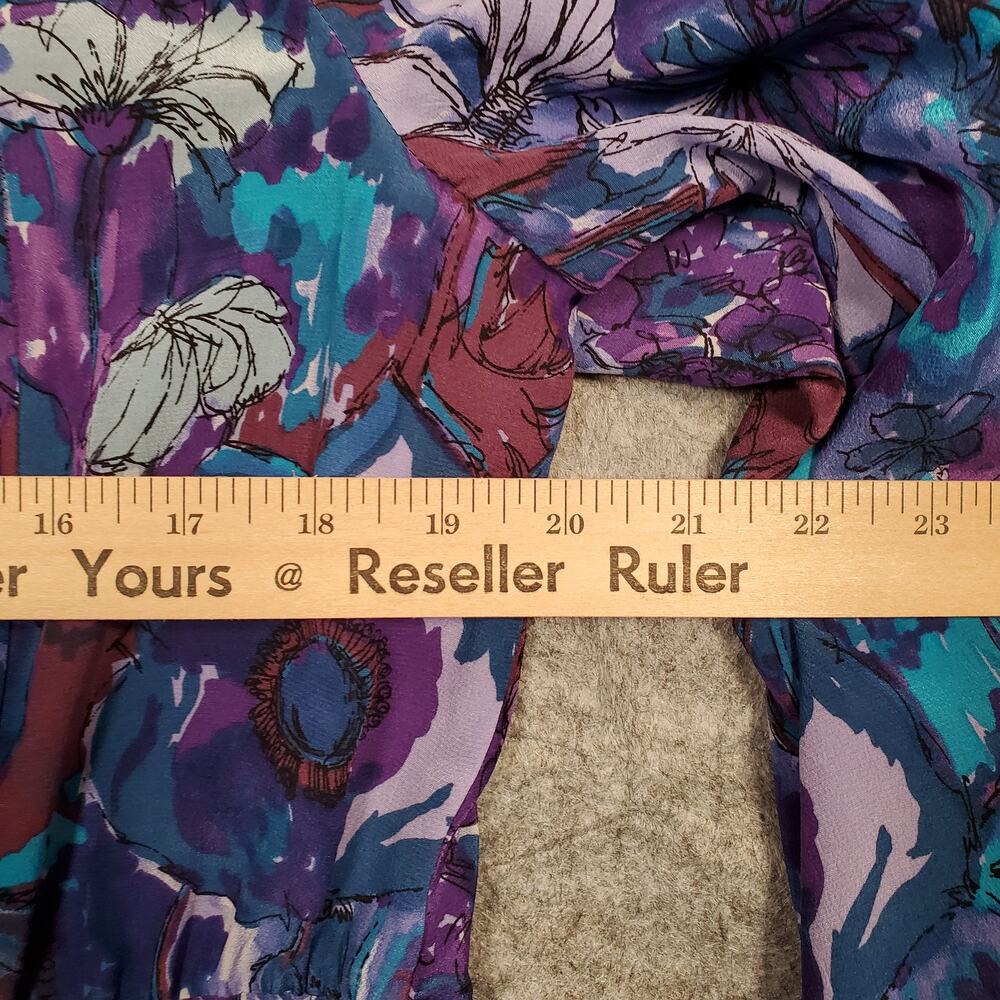 Rebecca Taylor Top Womens Size 6 Silk Floral Balloon Sleeve Boho Tie Belted - Picture 9 of 10